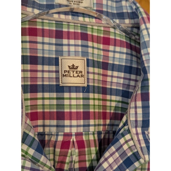 Peter Millar Other - Peter Millar Men's Shirt Large Pink Plaid Cotton‎ Preppy Lightweight